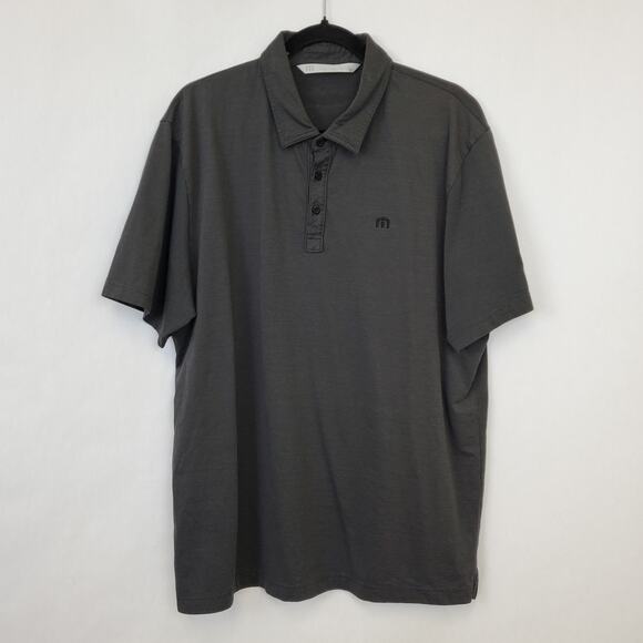 Travis Mathew Polo Shirt Mens Extra Large Short Sleeve Golf Charcoal Gray Point - Picture 1 of 10